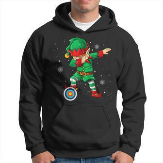 Dabbing E-L-F Archery Player Christmas Pajama Elves Holiday Men Hoodie Graphic Print Hooded Sweatshirt - Thegiftio UK