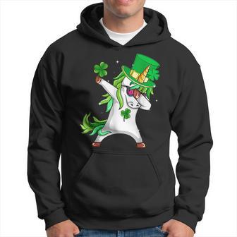 Dabbing Unicorn Leprechaun Hat Saint Patricks Day Shamrock Hoodie - Seseable