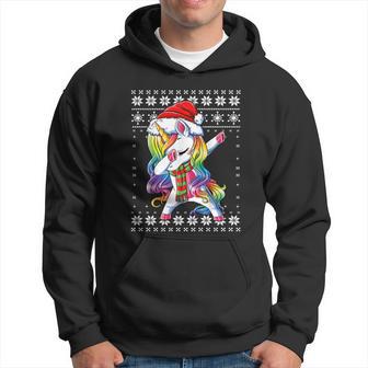 Dabbing Unicorn Santa Sweater Christmas Ugly Kids Girls Womens Hoodie - Monsterry DE