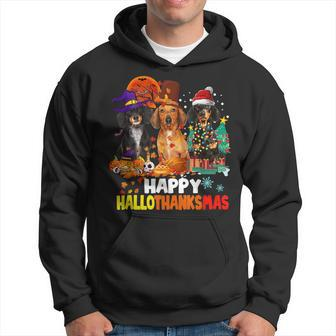 Dachshund Dog Halloween Merry Christmas Happy Hallothanksmas V3 Men Hoodie - Thegiftio UK
