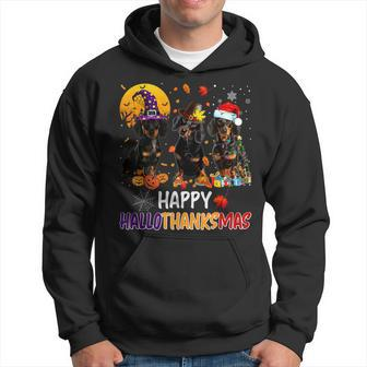 Dachshund Halloween Happy Hallothanksmas Autumn Thanksgiving V2 Men Hoodie - Thegiftio UK