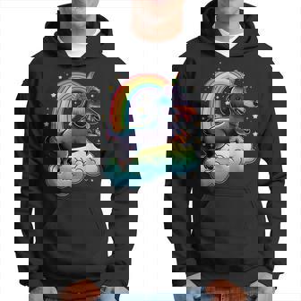 Dachshund Unicorn On Rainbow Unicorn Dachshund Hoodie | Mazezy