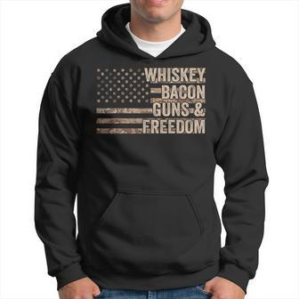 Dad Grandpa Veteran Us Flag Whiskey Bacon Guns Freedom V2 Men Hoodie Graphic Print Hooded Sweatshirt - Seseable