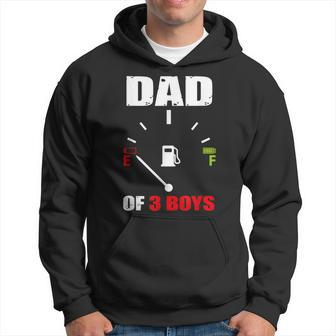 Dad Of 3 Boys Vintage Dad Battery Low Fathers Day Hoodie - Seseable