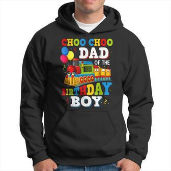 Dad Of The Birthday Boy Train Toys Theme Party Hoodie - Thegiftio UK