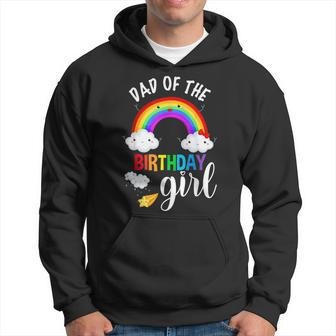 Dad Of The Birthday Girl Rainbow B-Day Matching Family Hoodie - Thegiftio UK