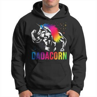 Dadacorn Muscle Fathers Day Joke Daddy Unicorn Hoodie - Thegiftio UK