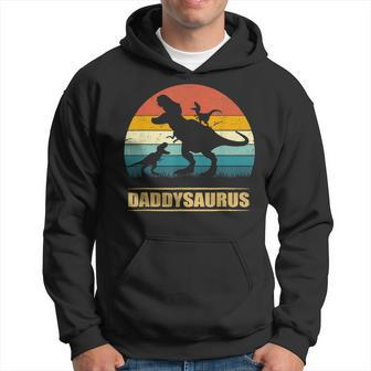 Daddy Dinosaur Daddysaurus 2 Kids Fathers Day Gift For Dad Gift For Mens Hoodie | Mazezy AU