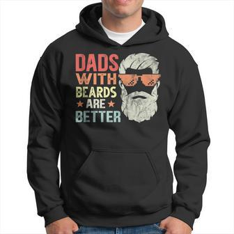 Dads With Beards Are Better Retro Fathers Day Bearded Daddy Hoodie - Thegiftio UK