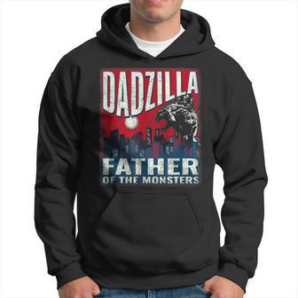 Dadzilla Father Of The Monsters - Dad Vintage Distressed Hoodie - Seseable