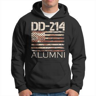 Dd-214 Alumni Camouflage American Flag Veteran Armed Forces Men Hoodie Graphic Print Hooded Sweatshirt - Seseable