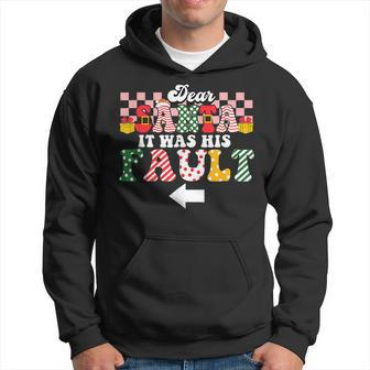 Dear Santa It Was Her Fault Funny Christmas Couples Matching Men Hoodie Graphic Print Hooded Sweatshirt - Seseable