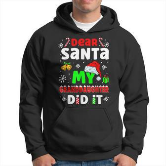 Dear Santa My Granddaughter Did It Candy Canes Christmas Men Hoodie Graphic Print Hooded Sweatshirt - Seseable