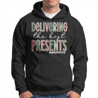 Delivering The Best Presents Labor And Delivery Nurse Xmas Men Hoodie Graphic Print Hooded Sweatshirt - Seseable
