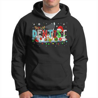Dentist Christmas Leopard Plaid Santa Reindeer Elf Th Men Hoodie Graphic Print Hooded Sweatshirt - Seseable