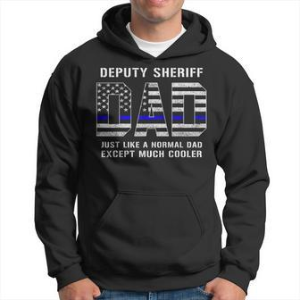 Deputy Sheriff Dad Much Cooler Fathers Day Thin Blue Line V2 Hoodie - Seseable