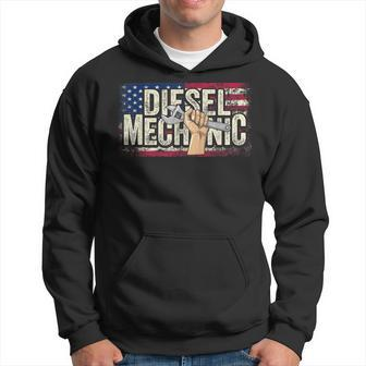 Diesel Mechanic American Flag Truck Mechanic Gift Hoodie | Mazezy