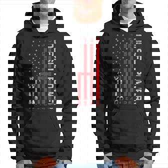 Diesel Mechanic Shifting Gear American Flag Gift Drag Racer Hoodie | Mazezy