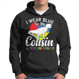 Dinosaur I Wear Blue For My Cousin Autism Awareness Month Hoodie | Mazezy