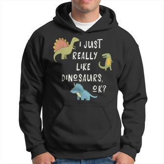 Dinosaur Lover I Just Really Like Dinosaurs Ok Men Hoodie Graphic Print Hooded Sweatshirt - Seseable