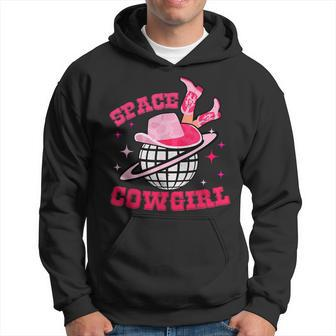 Disco Space Cowgirl Western Retro Pink Cowhide Hoodie - Seseable