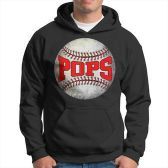 Distressed Baseball Pops Men Funny Fathers Day Hoodie - Thegiftio UK
