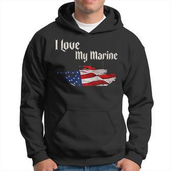 Distressed Support Military I Love My Marine Flag Marine Hoodie | Mazezy