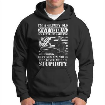 Distressed Vintage I M A Grumpy Old Quote Navy Men Hoodie Graphic Print Hooded Sweatshirt - Seseable
