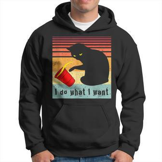 Do What I-Want Vintage-Black-Cat-Red Cup Funny My-Cat Hoodie - Seseable
