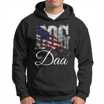 Dog Dad Funny Dog Lover Fathers Day Retro American Flag Hoodie - Seseable