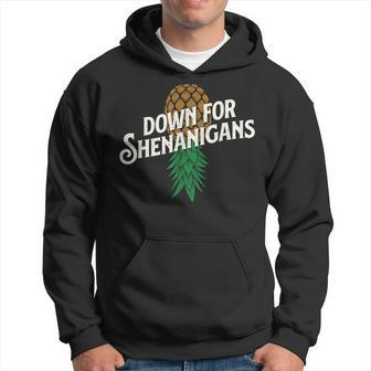 Down For Shenanigans - Swinger Couple Upside Down Pineapple Hoodie | Mazezy