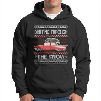 Drifting Through The Snow Ugly Christmas Sweater Hoodie - Monsterry CA