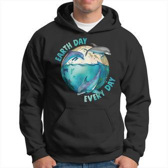 Earth Day Every Day Three Dolphins Ocean Climate Change Hoodie | Mazezy