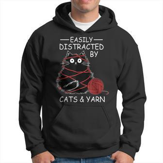 Easily Distracted By Cats And Yarn Kitten Lover Crochet Hoodie | Mazezy