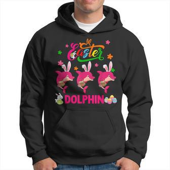 Easter Dolphin Three Cute Bunny Dolphins Hunting Eggs Basket Hoodie | Mazezy