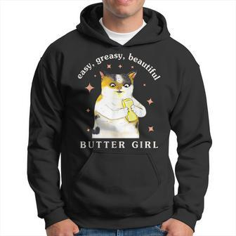 Easy Greasy Beautiful Butter Girl Meow Cat Apparel Hoodie - Thegiftio UK
