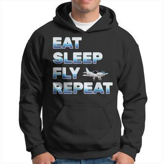 Eat Sleep Fly Repeat For Men Women Love Flying Planes Men Hoodie Graphic Print Hooded Sweatshirt - Seseable