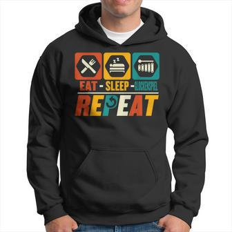 Eat Sleep Glockenspiel Repeat - Funny Glockenspiel Player Men Hoodie Graphic Print Hooded Sweatshirt - Seseable