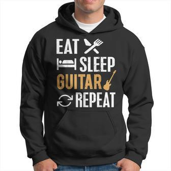 Eat Sleep Guitar Repeat For Guitar Lovers Men Hoodie Graphic Print Hooded Sweatshirt - Seseable