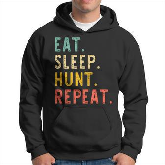 Eat Sleep Hunt Repeat Hunting Hunter Funny Retro Vintage Hoodie | Mazezy