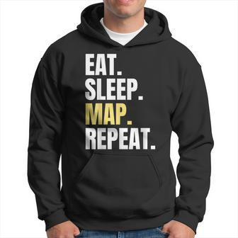 Eat Sleep Map Repeat Men Hoodie Graphic Print Hooded Sweatshirt - Seseable