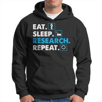 Eat Sleep Research Repeat Science Scientist Men Hoodie Graphic Print Hooded Sweatshirt - Seseable