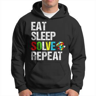 Eat Sleep Solve Repeat Speed Funny Cubing Puzzle Cube Lover Hoodie - Seseable