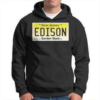 Edison New Jersey Nj License Plate Home Town Graphic Hoodie - Seseable