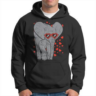 Elephant Heart Glasses Cute Valentines Day Animal Lover Men Hoodie - Thegiftio UK