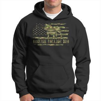 English Bulldog Dad Camouflage American Flag Patriotic Dog Gift For Mens Hoodie - Seseable