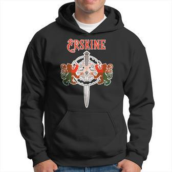 Erskine Scottish Clan Family Name Tartan Lion Sword Men Hoodie Graphic Print Hooded Sweatshirt - Seseable