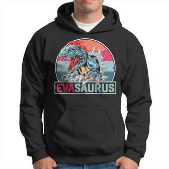 Eva Saurus Funny Personalized Dinosaur T Rex Name Hoodie | Mazezy