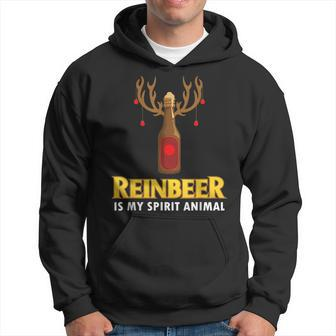 Fa La La La Reinbeer Rudolph Beer Reindeer Christmas Lights Men Hoodie Graphic Print Hooded Sweatshirt - Seseable