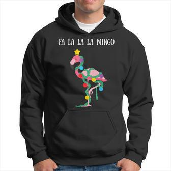 Fa La La Mingo Flamingo Christmas Tree Lights Decor Men Hoodie Graphic Print Hooded Sweatshirt - Seseable
